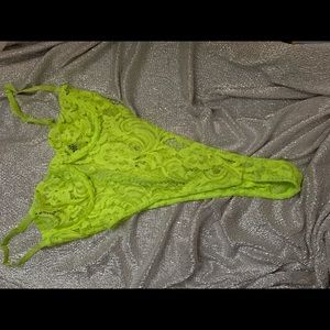 Matte brand neon lace bodysuit